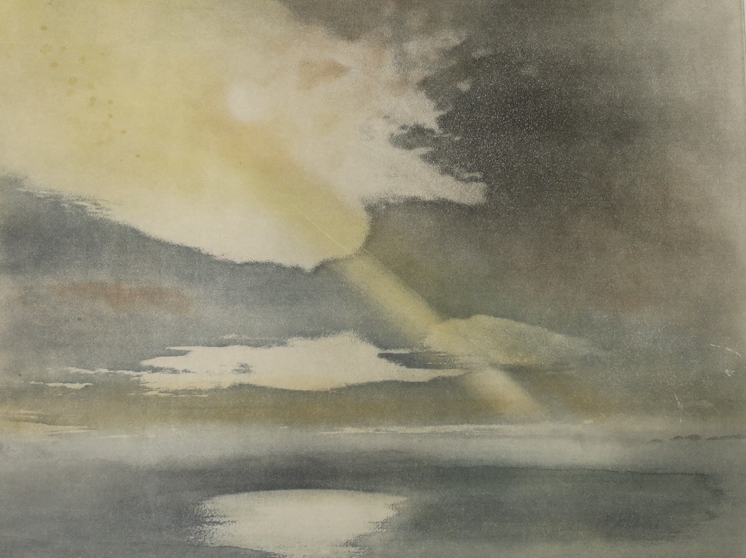 A. Wilkinson, artist proof print, 'Sunrise over the sea - misty morning of Eigg', signed in pencil, 40 x 50cm